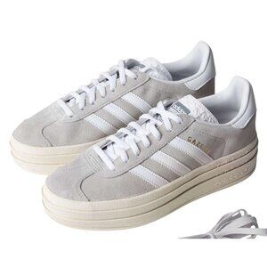 Adidas Gazelle Bold Platform Sneakers Grey Suede Womens 8.5 Casual Athletic Shoe